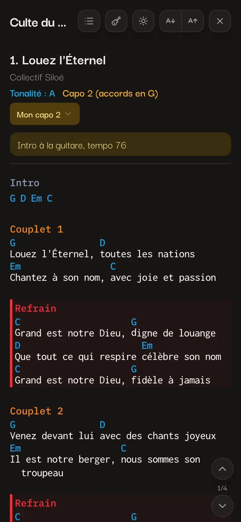 Le mode Live en thème sombre, sur téléphone.